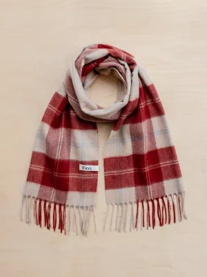 Lambswool oversized scarf in red varsity check