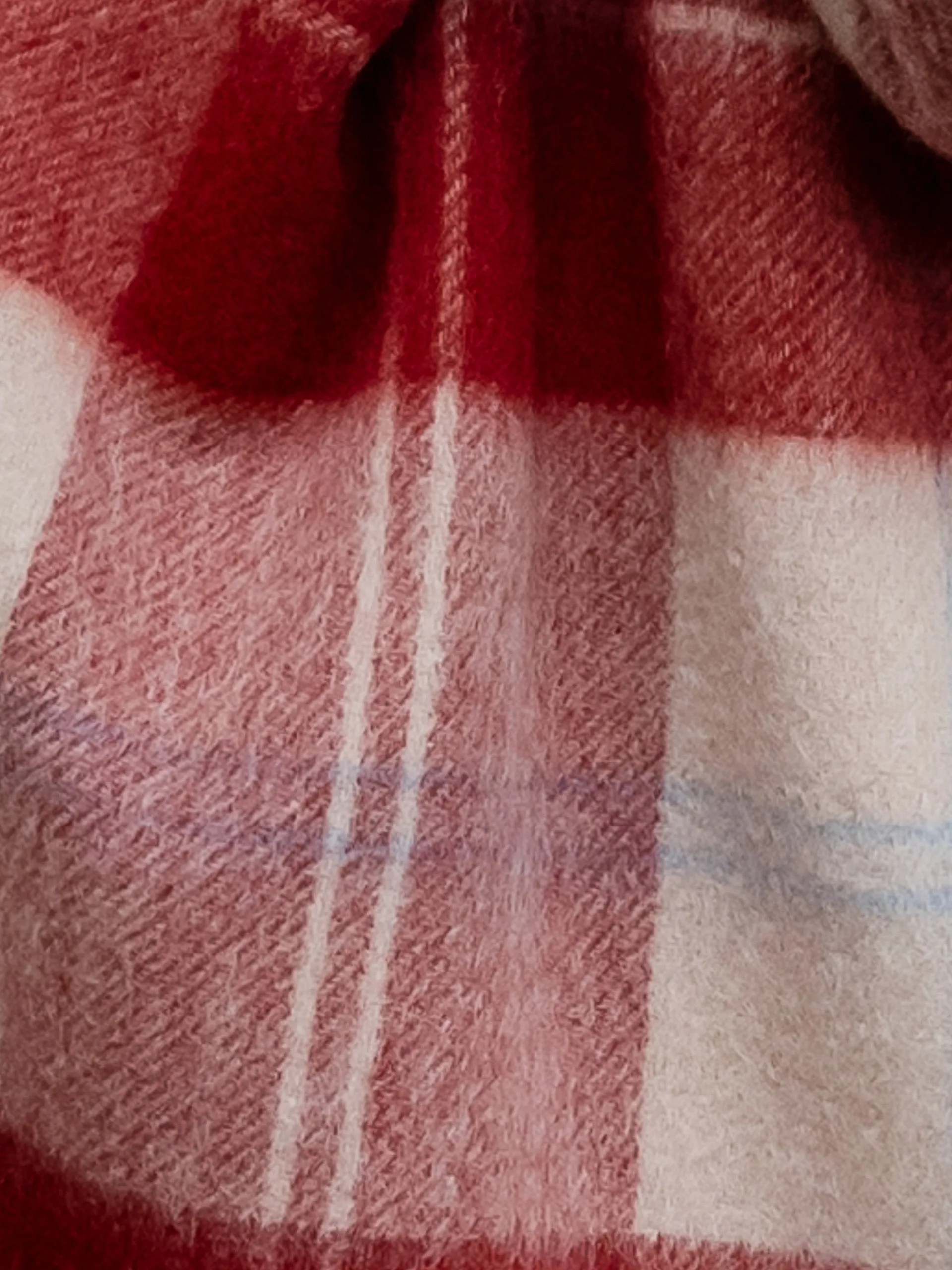 Lambswool oversized scarf in red varsity check