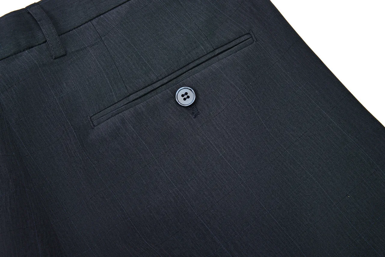 Lightweight Polyester Check Suit Pants  in Regular Fit