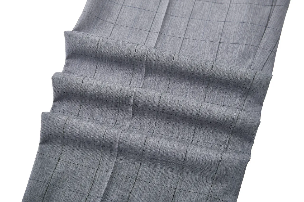 Lightweight Polyester Check Suit Pants  in Regular Fit