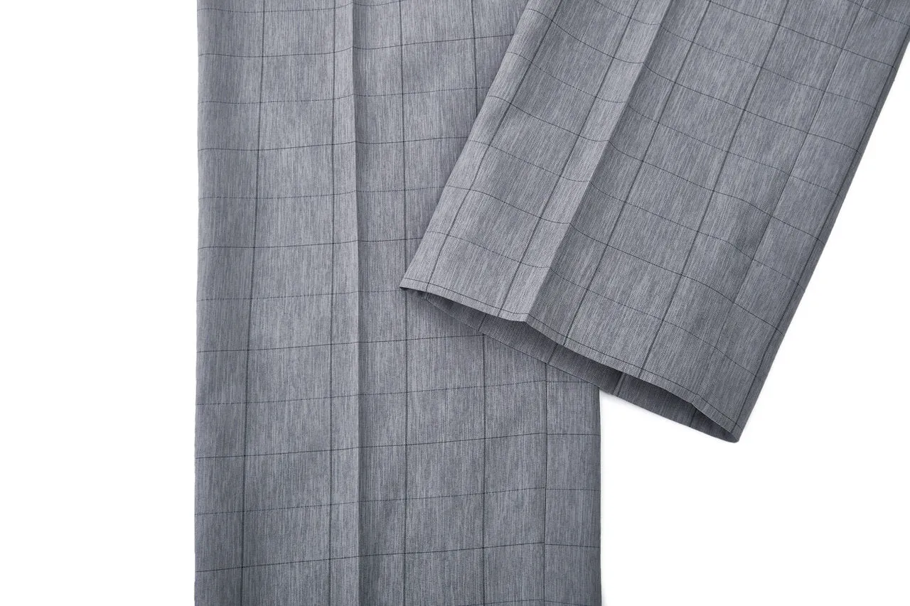 Lightweight Polyester Check Suit Pants  in Regular Fit