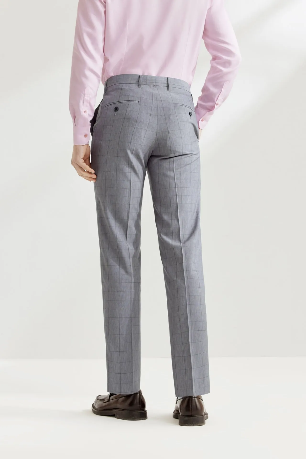 Lightweight Polyester Check Suit Pants  in Regular Fit