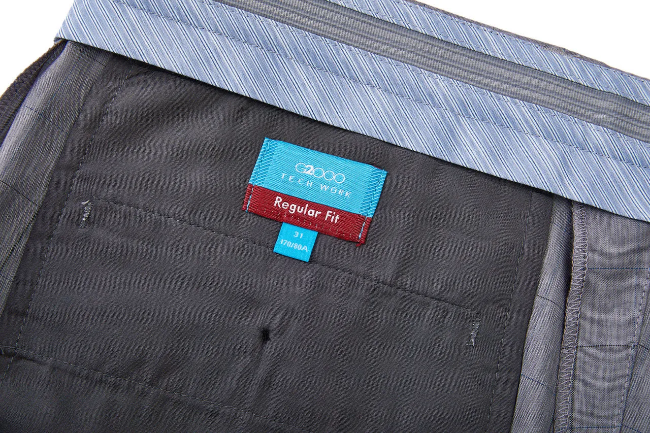 Lightweight Polyester Check Suit Pants  in Regular Fit