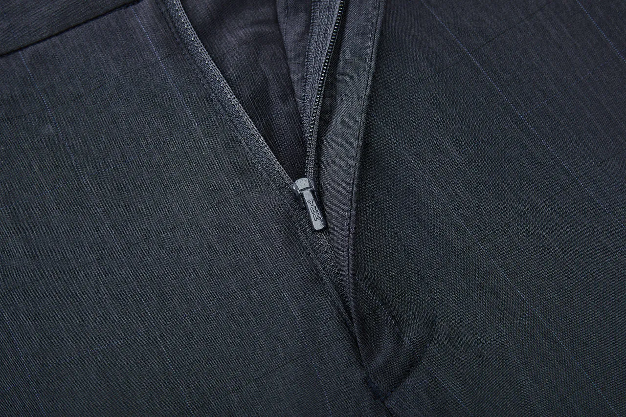 Lightweight Polyester Check Suit Pants  in Regular Fit