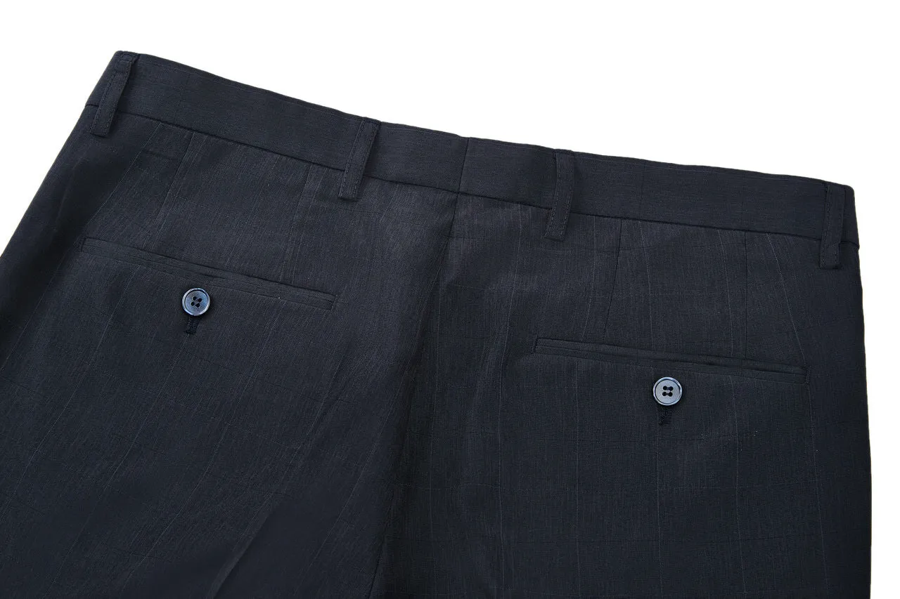 Lightweight Polyester Check Suit Pants  in Regular Fit