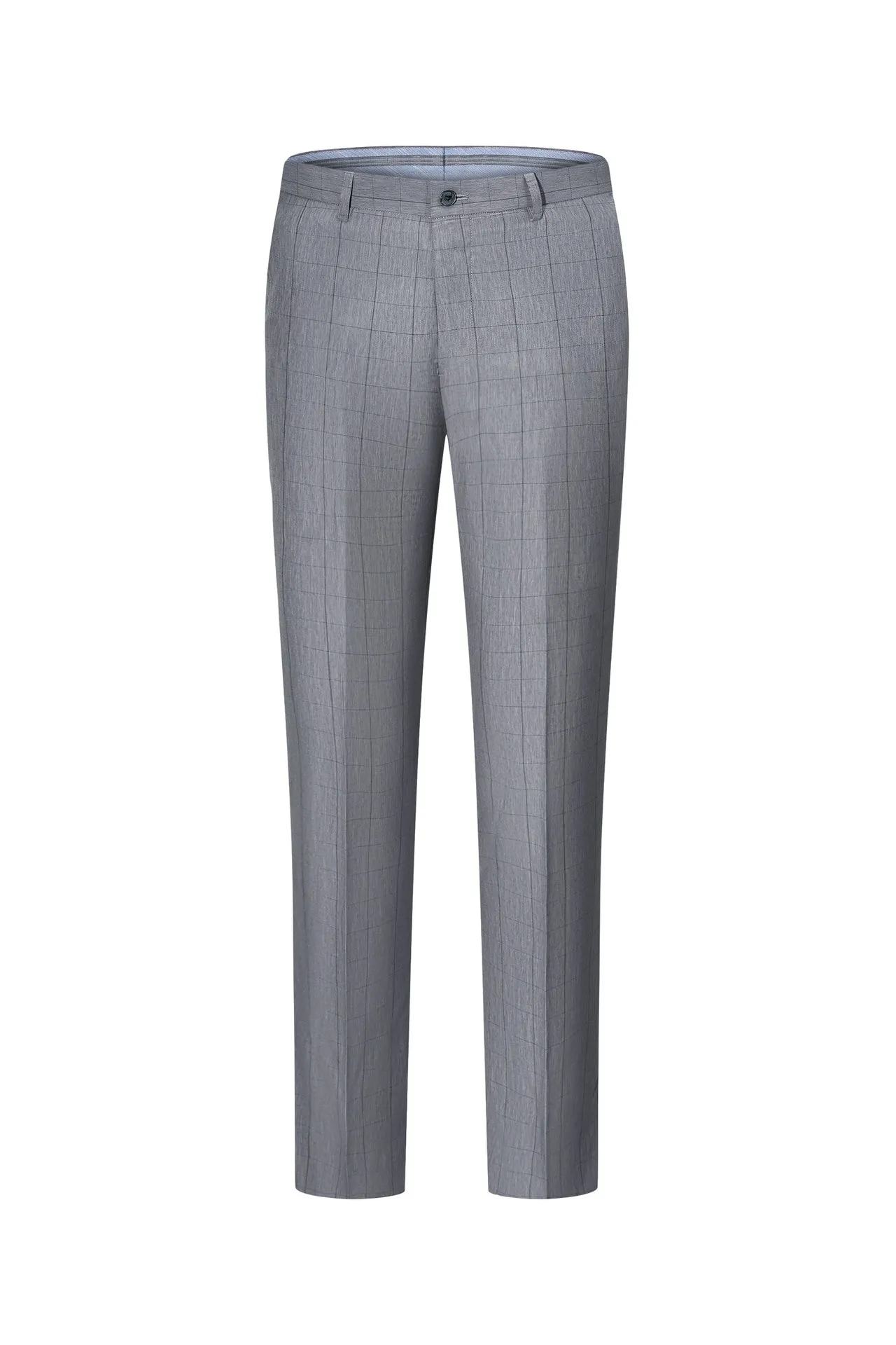 Lightweight Polyester Check Suit Pants  in Regular Fit