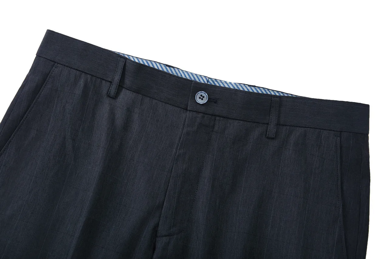 Lightweight Polyester Check Suit Pants  in Regular Fit