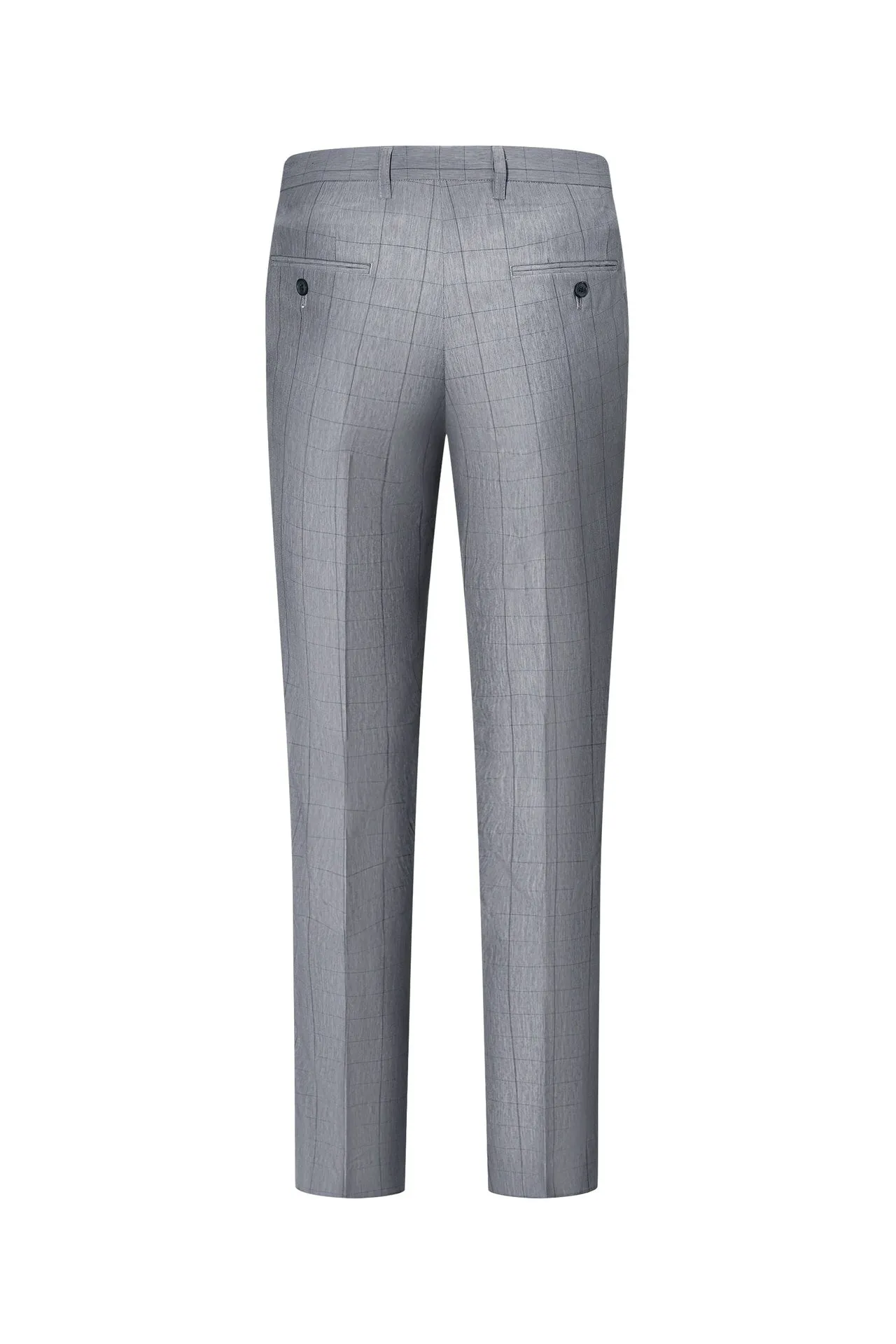 Lightweight Polyester Check Suit Pants  in Regular Fit