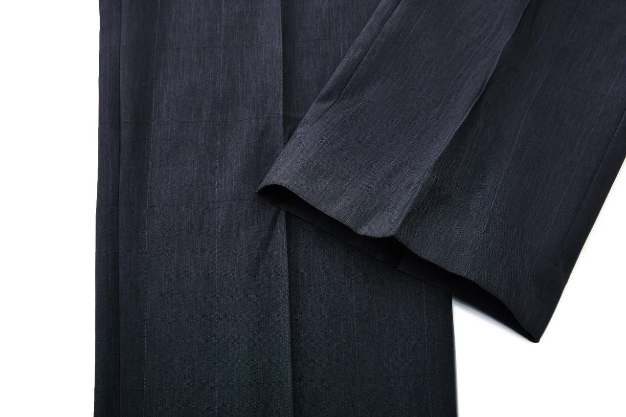 Lightweight Polyester Check Suit Pants  in Regular Fit