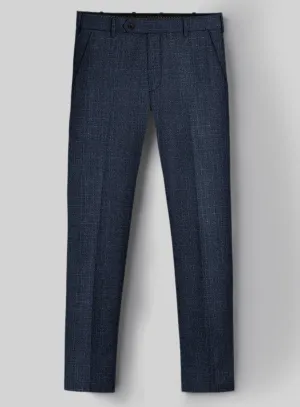 London Loom Dark Blue Eufemia Wool Silk Linen Pants