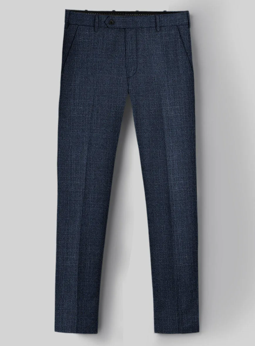 London Loom Dark Blue Eufemia Wool Silk Linen Pants