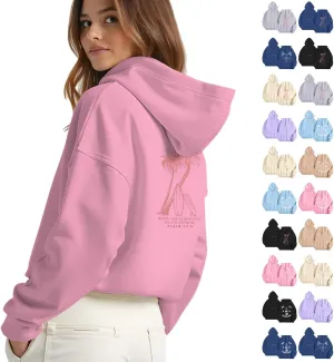 Pink Palm Puff Hoodie, Pink Palm Puff Hoodie Everything Comes In Waves Women'S Fashion Long Sleeve Sweatshirt Letter Printed Hooded Drawstring Pullover Oversized Pocket Sweatshirt Top 01 Pink Small