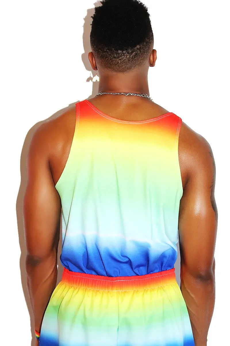 Rainbow Ombre Racerback Tank-Multi