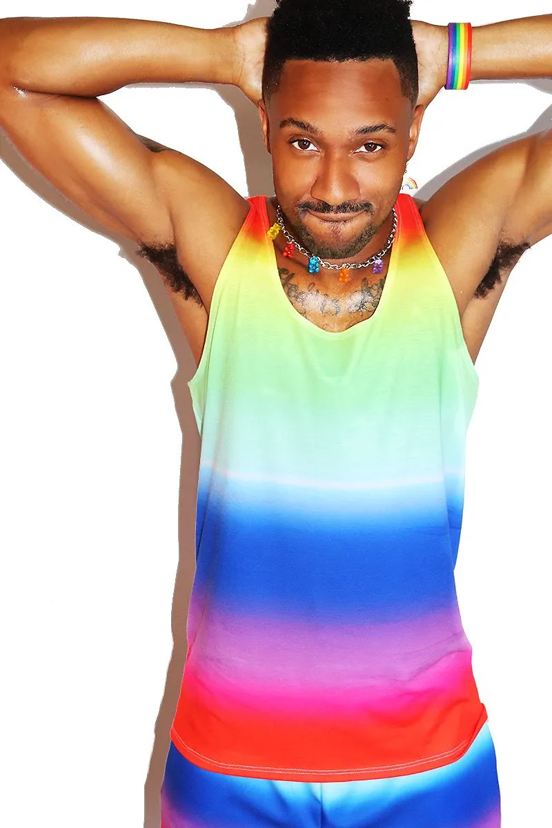 Rainbow Ombre Racerback Tank-Multi