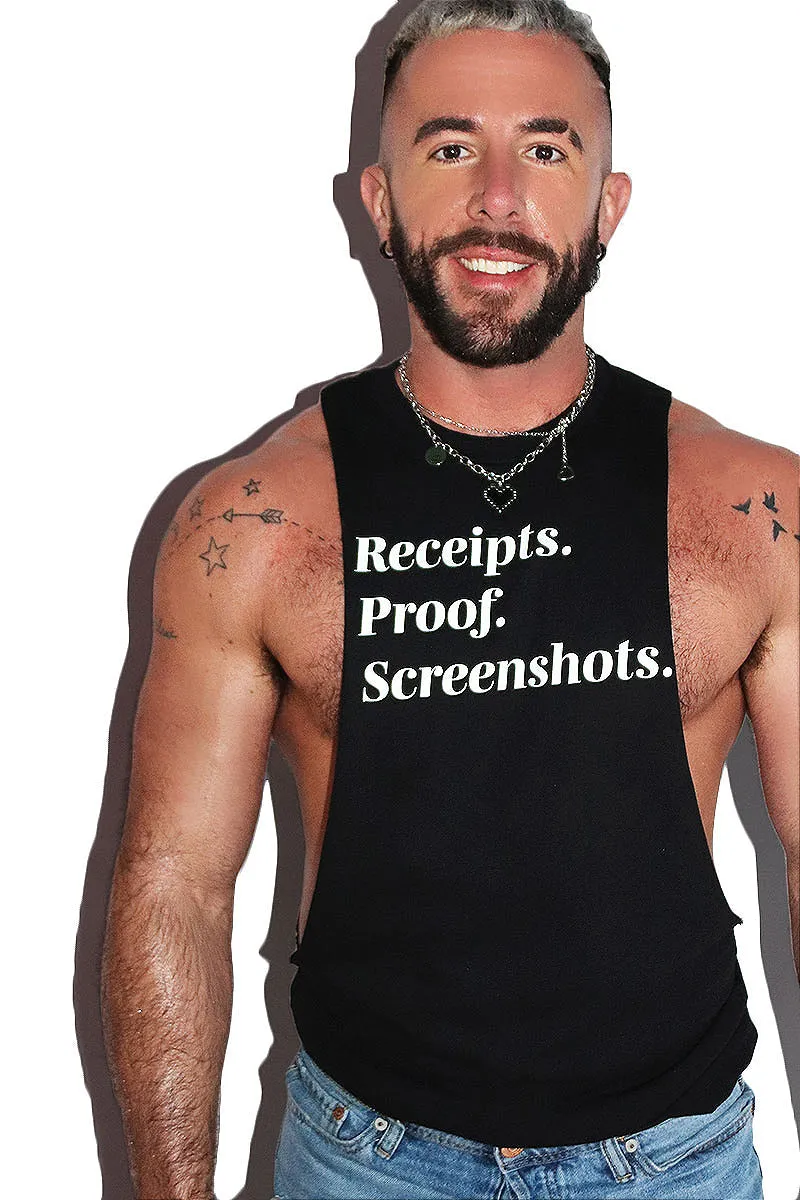 Receipts. Proof. Screenshots. Low Arm Shredder Tank-Black