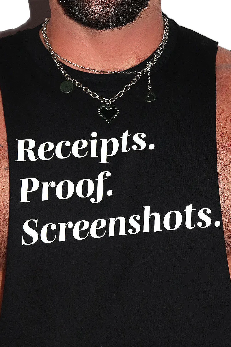 Receipts. Proof. Screenshots. Low Arm Shredder Tank-Black