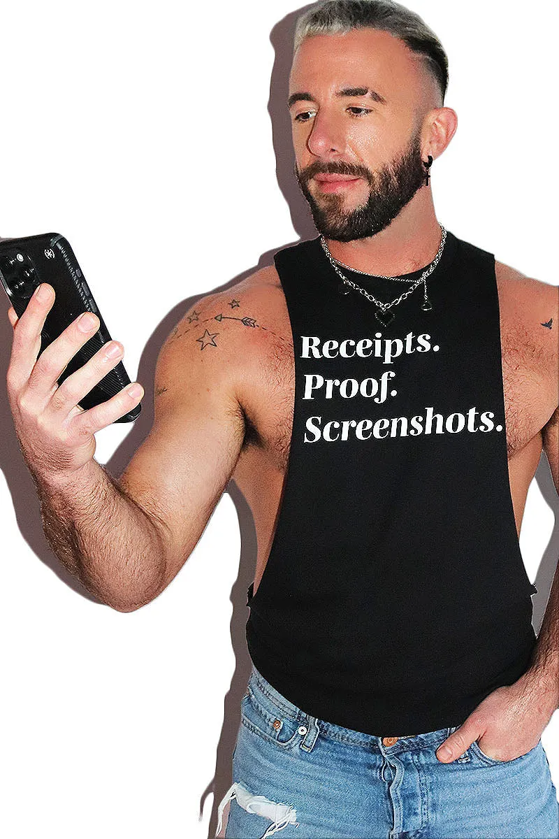Receipts. Proof. Screenshots. Low Arm Shredder Tank-Black
