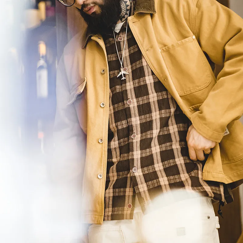 Retro Coffee Check Shirts Coats
