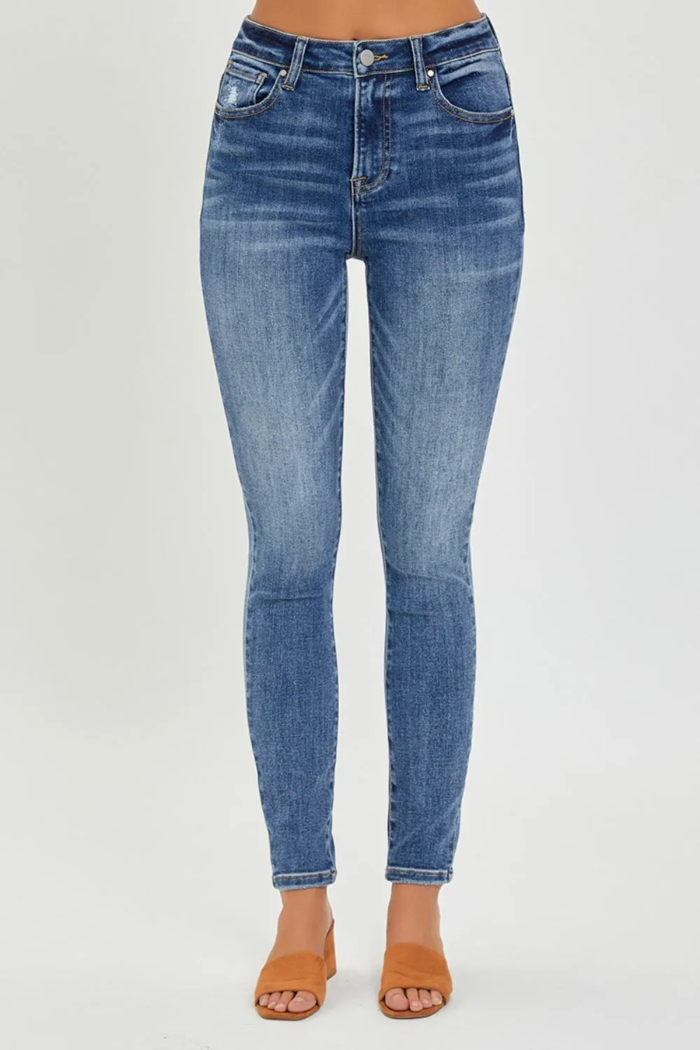 RISEN Full Size Mid Rise Ankle Skinny Jeans - Versatile & Flattering Fit