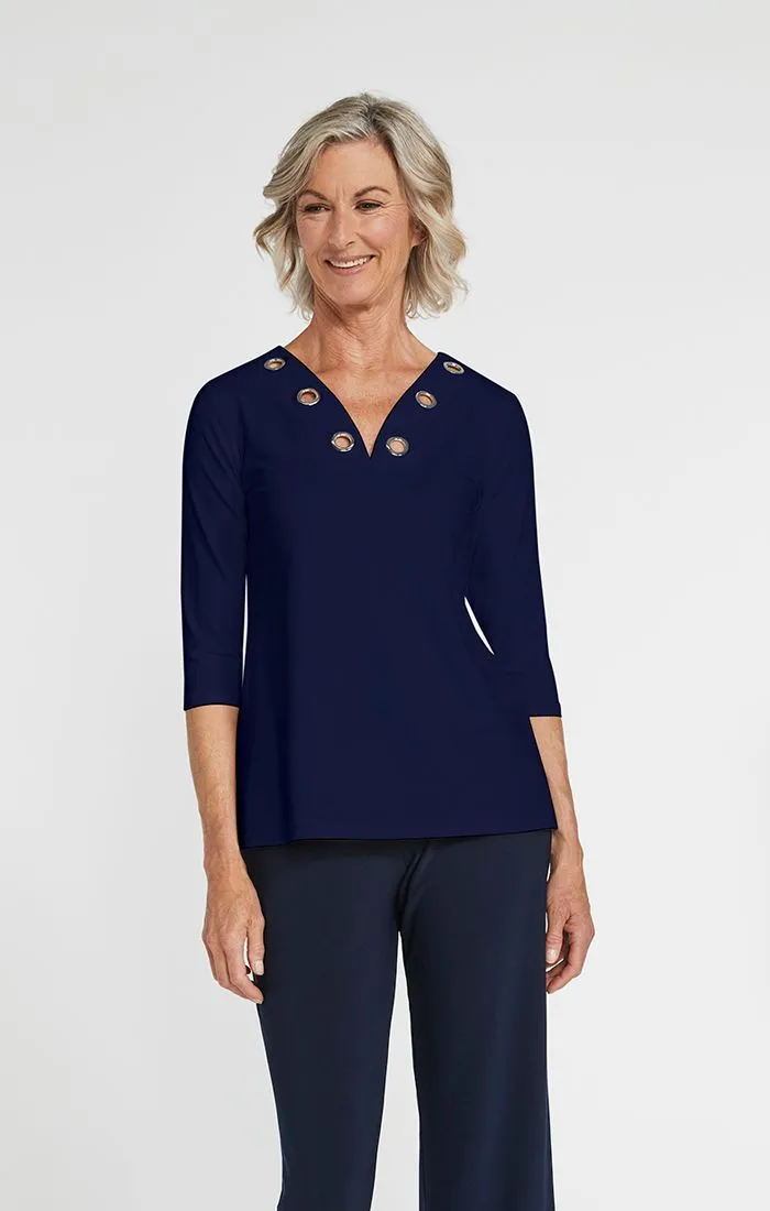 Sympli Jersey Halo Reversible 3/4 Sleeve Top