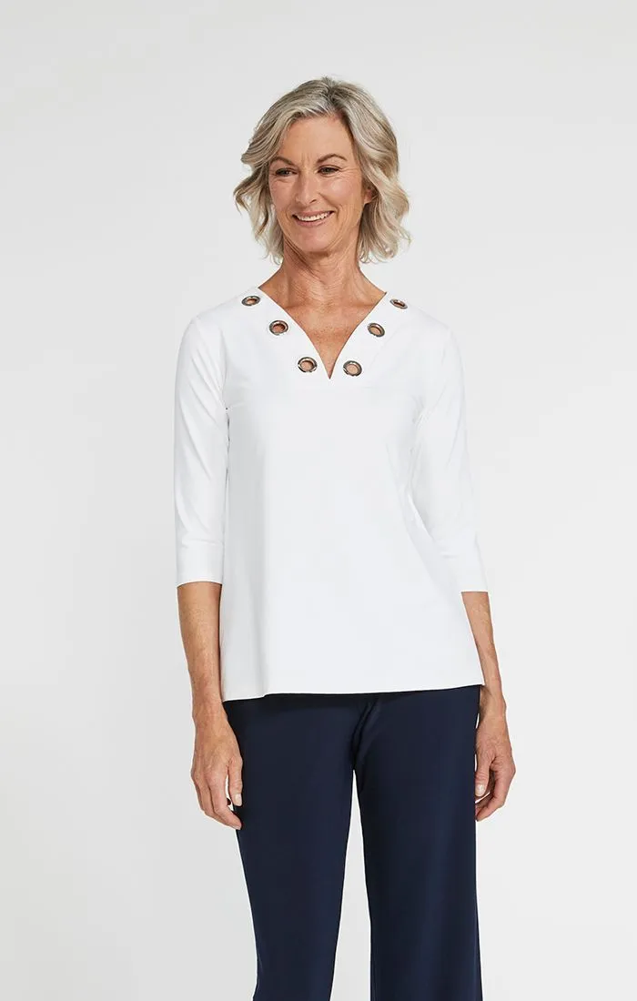 Sympli Jersey Halo Reversible 3/4 Sleeve Top