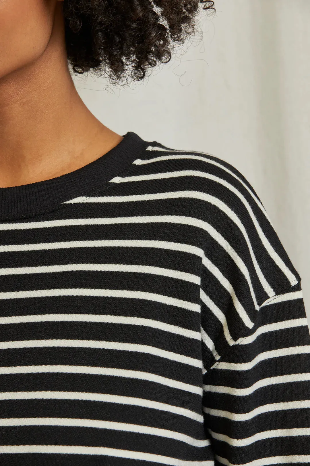 Tyler Black/Natural Stripe Crewneck
