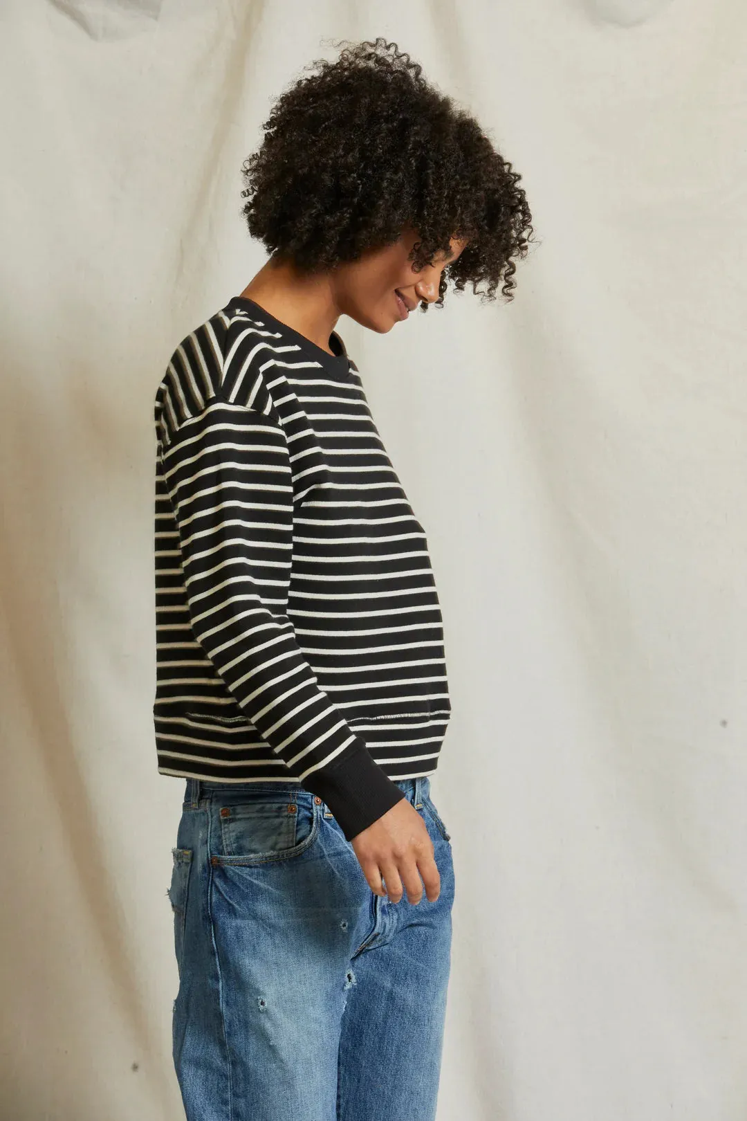 Tyler Black/Natural Stripe Crewneck
