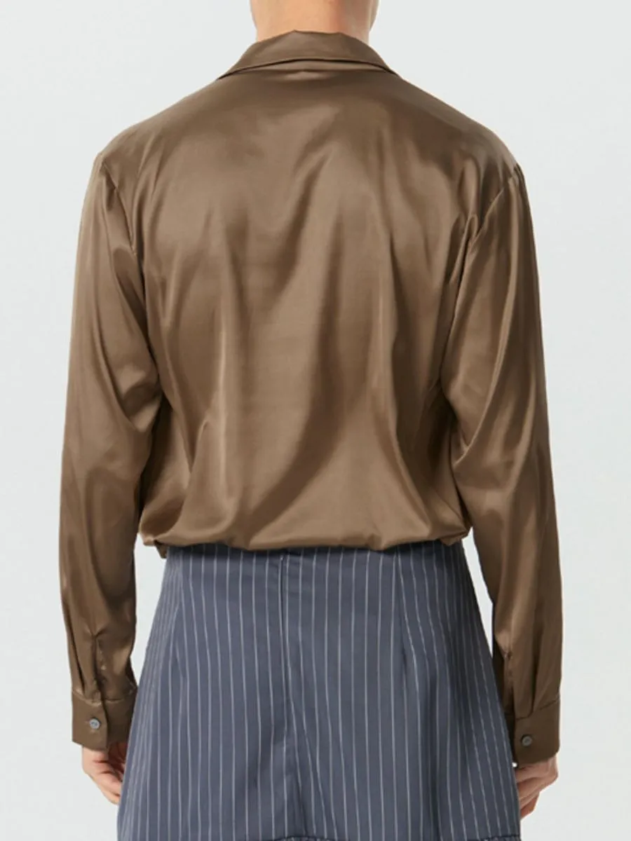Vintage Ruffled Satin Shirt