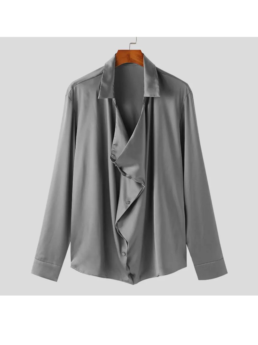 Vintage Ruffled Satin Shirt