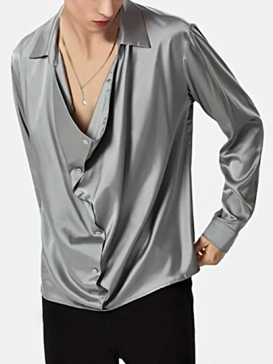 Vintage Ruffled Satin Shirt