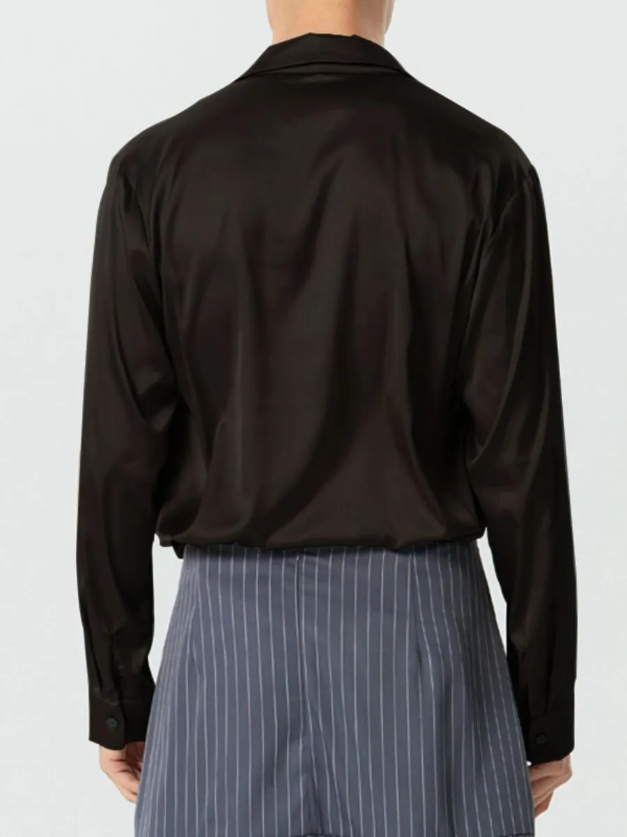 Vintage Ruffled Satin Shirt