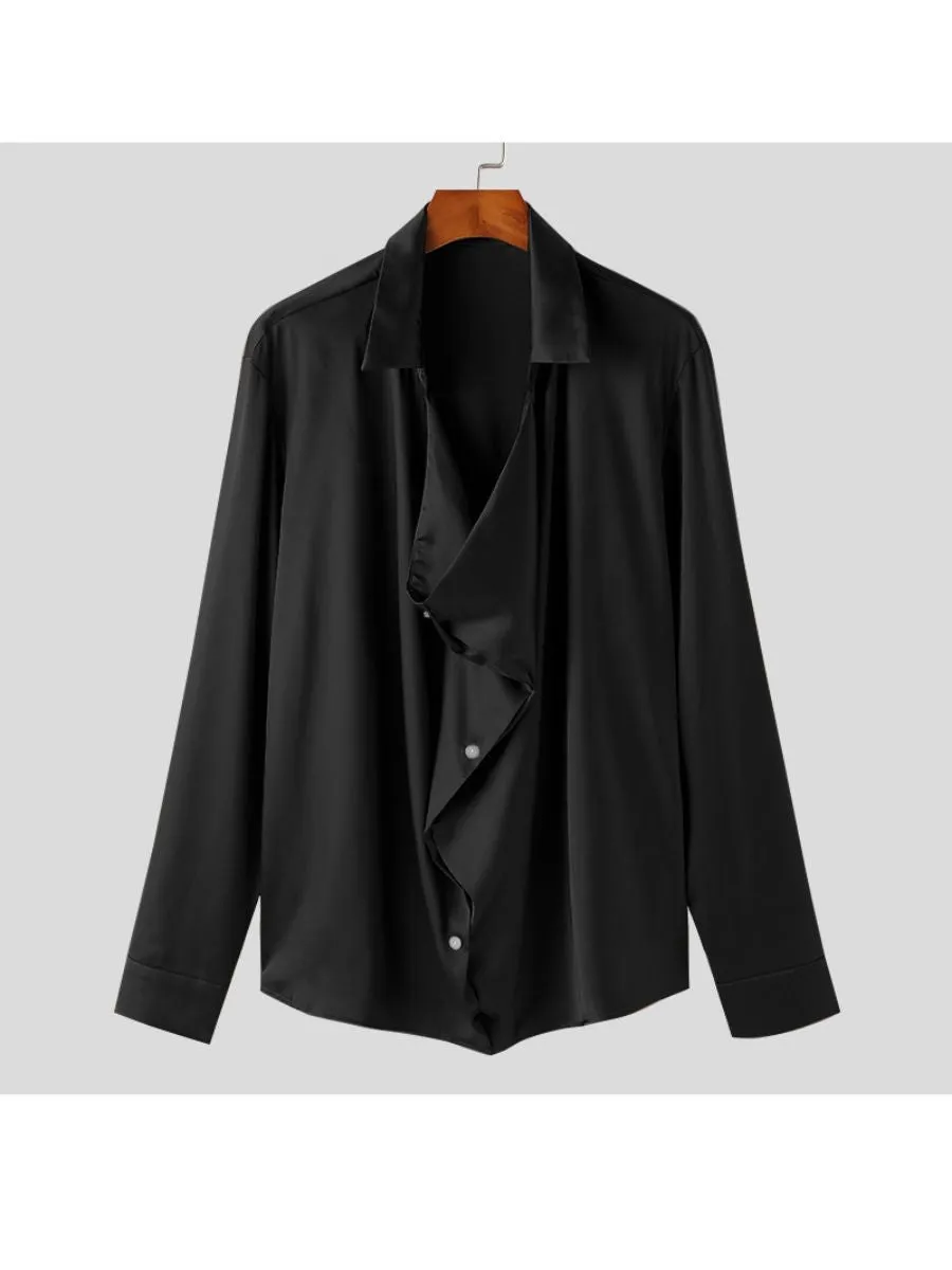 Vintage Ruffled Satin Shirt