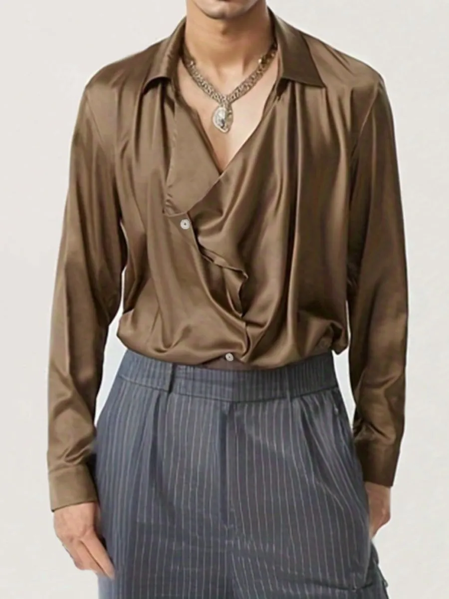 Vintage Ruffled Satin Shirt