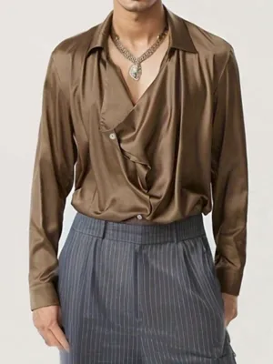Vintage Ruffled Satin Shirt
