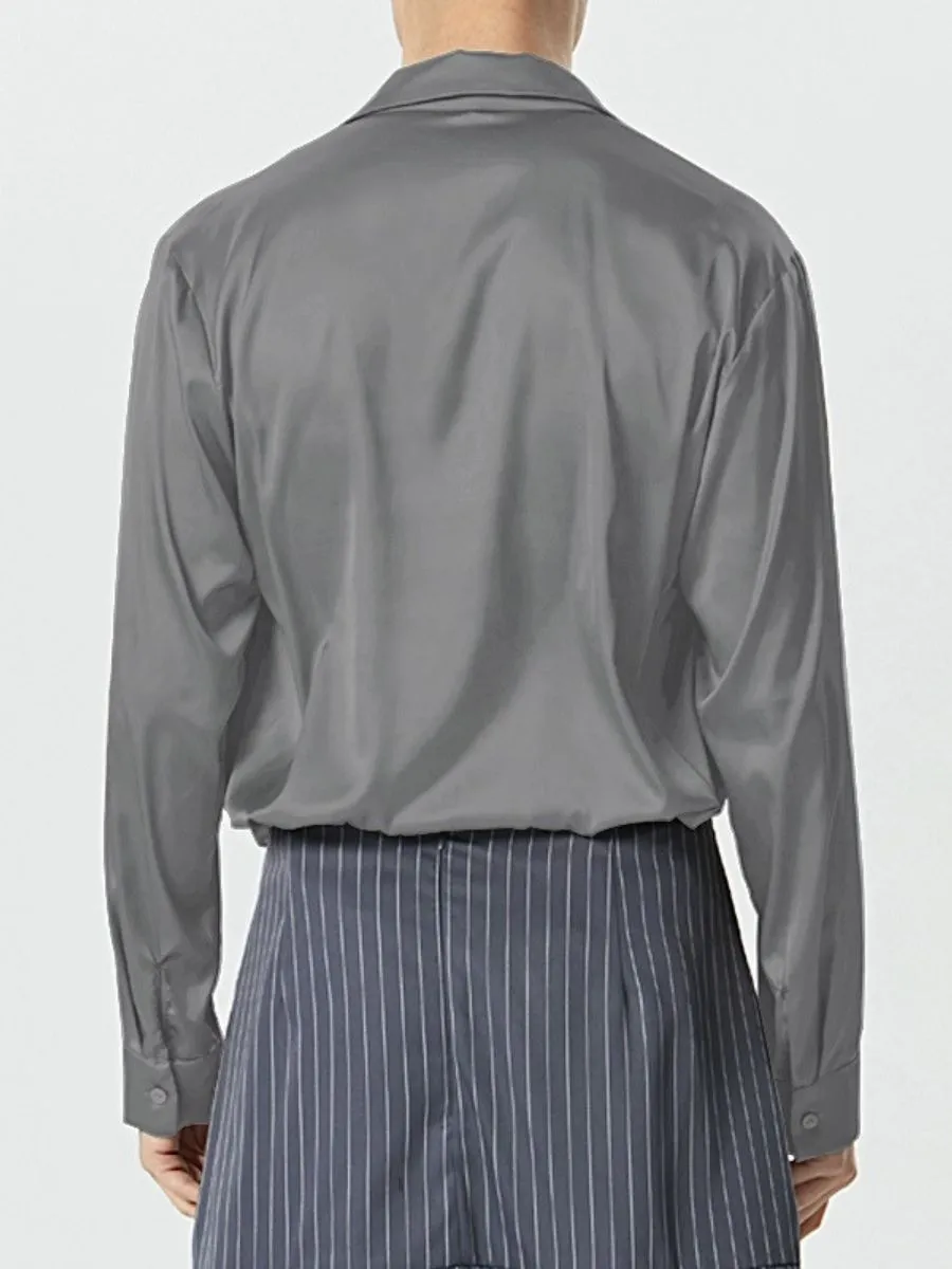Vintage Ruffled Satin Shirt