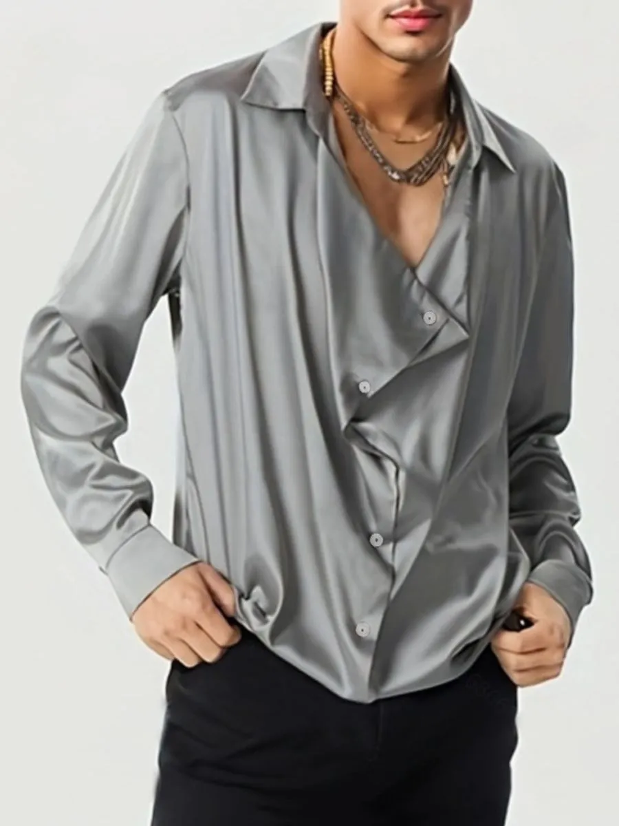 Vintage Ruffled Satin Shirt