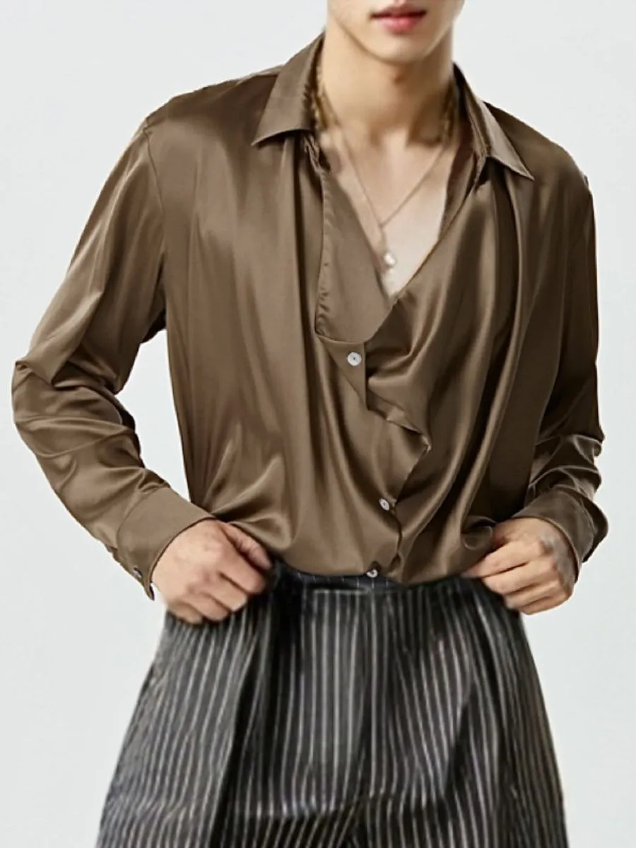 Vintage Ruffled Satin Shirt