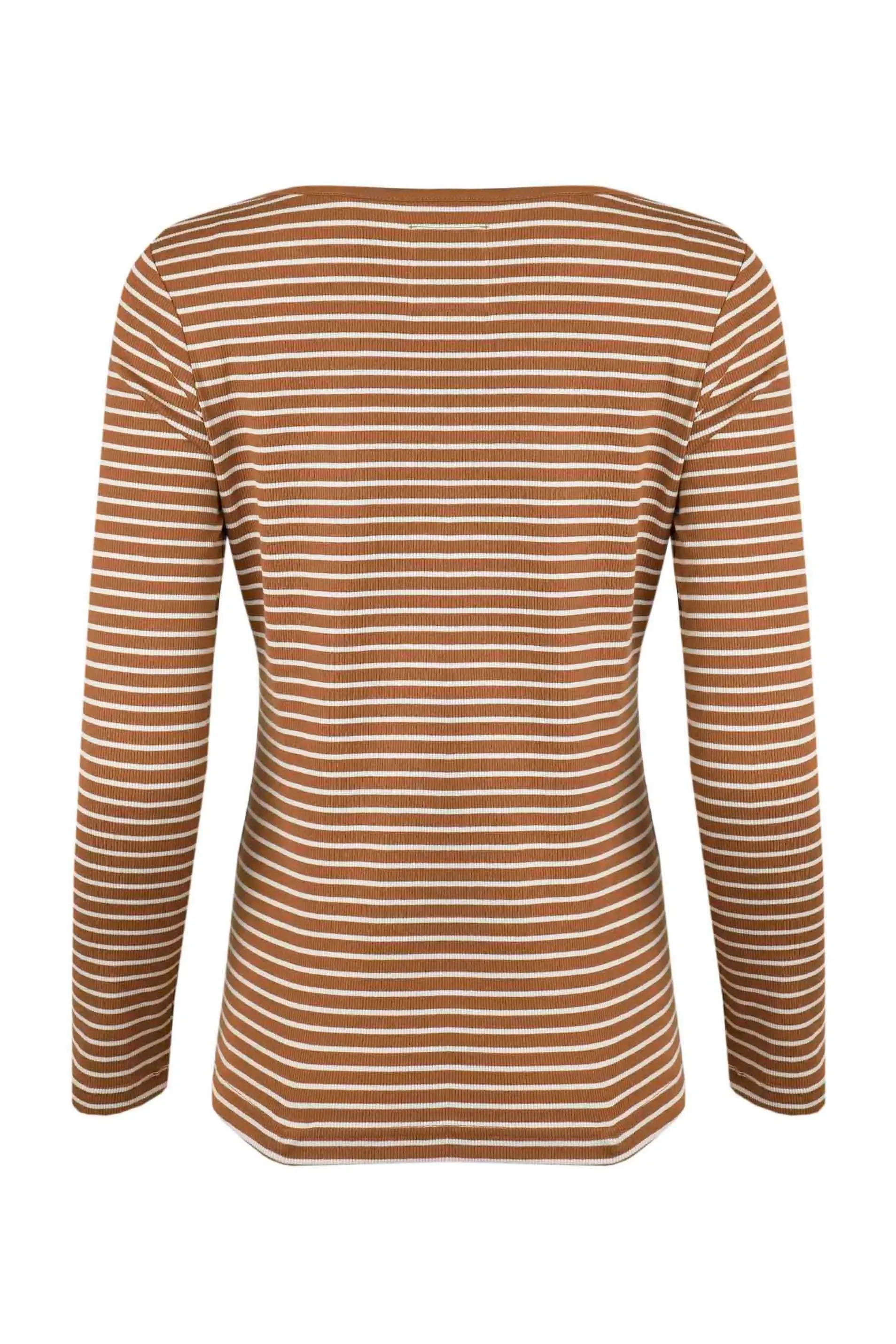 Weird Fish 16 Caramel Mila Organic Cotton Striped Rib Jersey T-Shirt