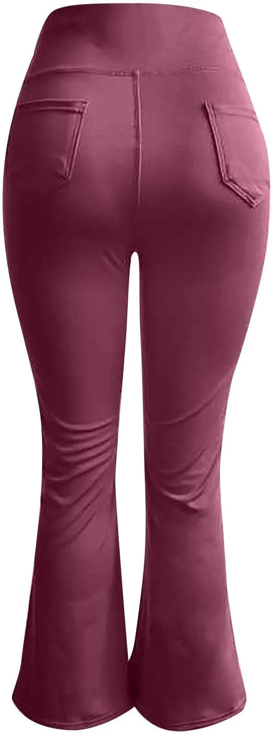 Yoga Pants Women High Waist Elastic Trousers Workout Trousers Work Pants Flare Leggings Bell Bottom Pant 2025