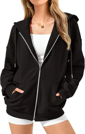 Zip Up Hoodie Women Sweatshirts for Women Y2K Quilted Jackets Hoodies Oversized Winter Fall Outfits Casual Fashion Top